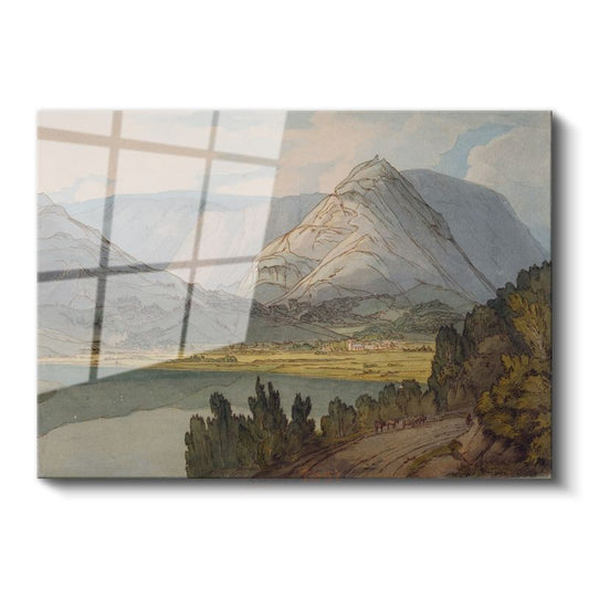 J.M.W. Turner - Dağlık Göl Manzarası Cam Tablo