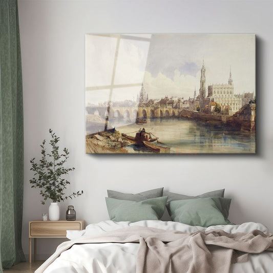 J.M.W. Turner - Dresden Şehir Manzarası Cam Tablo