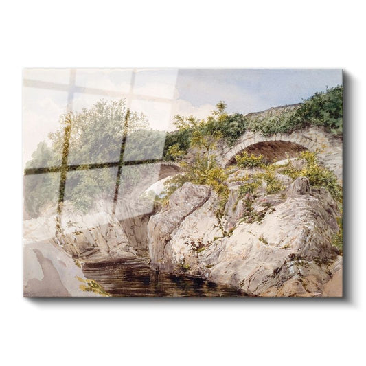 John Constable - Taş Köprü ve Kayalıklar Cam Tablo