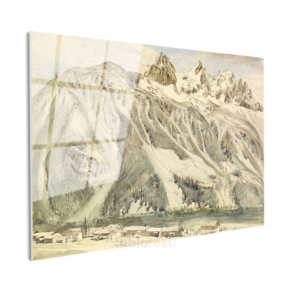 Caspar David Friedrich - Alp Dağları Manzarası Cam Tablo