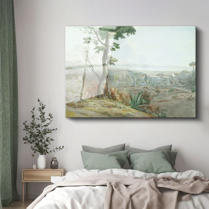 Claude Lorrain - İtalyan Kırsal Manzarası Cam Tablo