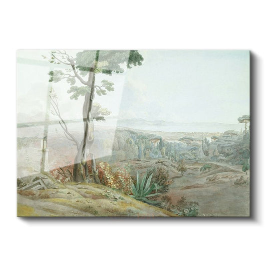 Claude Lorrain - İtalyan Kırsal Manzarası Cam Tablo
