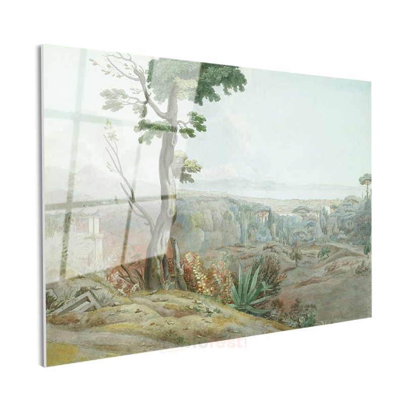 Claude Lorrain - İtalyan Kırsal Manzarası Cam Tablo