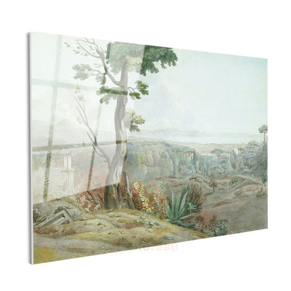 Claude Lorrain - İtalyan Kırsal Manzarası Cam Tablo