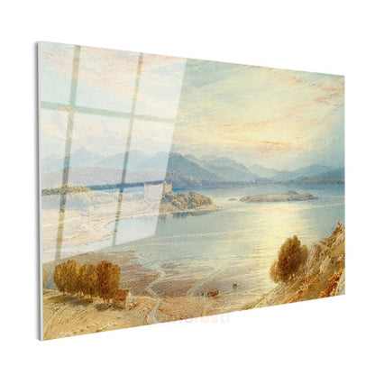 J.M.W. Turner - Göl Manzarası ve Kale Cam Tablo