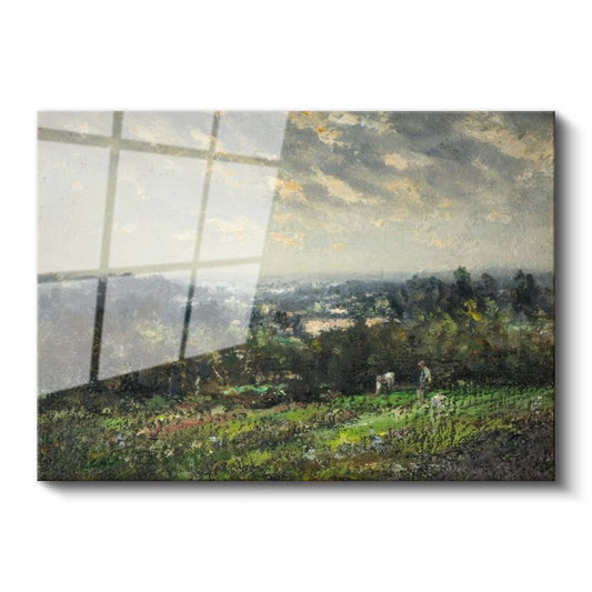 Camille Pissarro - Kırsal Bahçe Manzarası Cam Tablo