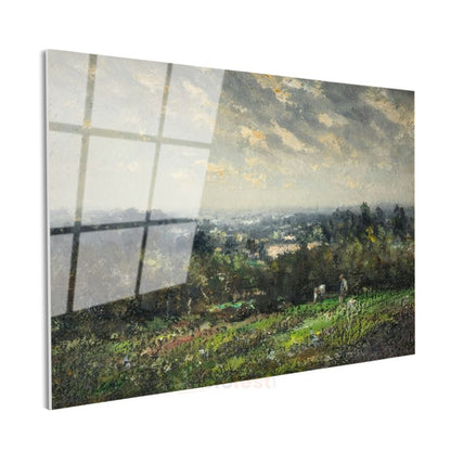 Camille Pissarro - Kırsal Bahçe Manzarası Cam Tablo