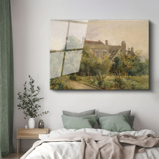 John Constable - İngiliz Kır Evi Cam Tablo