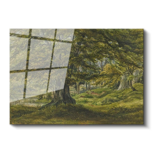 Samuel Palmer - Meşe Ağacı Manzarası Cam Tablo