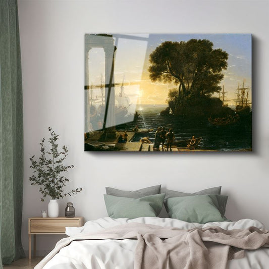 Claude Lorrain - Limanın Doğuşu Cam Tablo