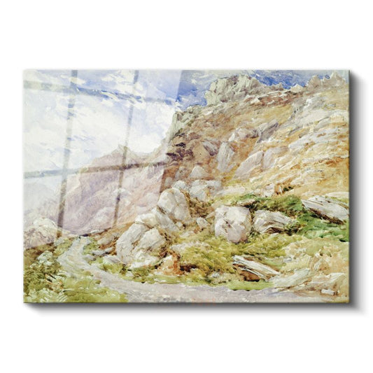 John Ruskin - Dağ Manzarası Cam Tablo
