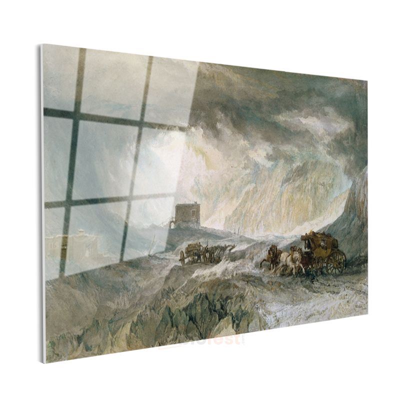 J.M.W. Turner - Kar Fırtınasında Posta Arabası Cam Tablo