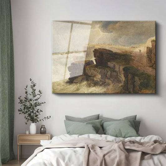 J.M.W. Turner - Fırtınalı Denizde Kayalıklar Cam Tablo
