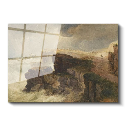 J.M.W. Turner - Fırtınalı Denizde Kayalıklar Cam Tablo