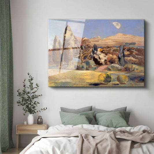 William Turner - Ay Işığında Kırsal Manzara Cam Tablo