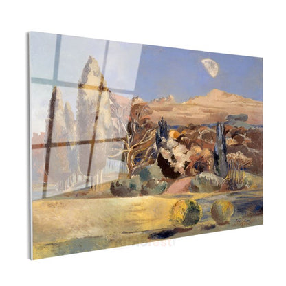 William Turner - Ay Işığında Kırsal Manzara Cam Tablo