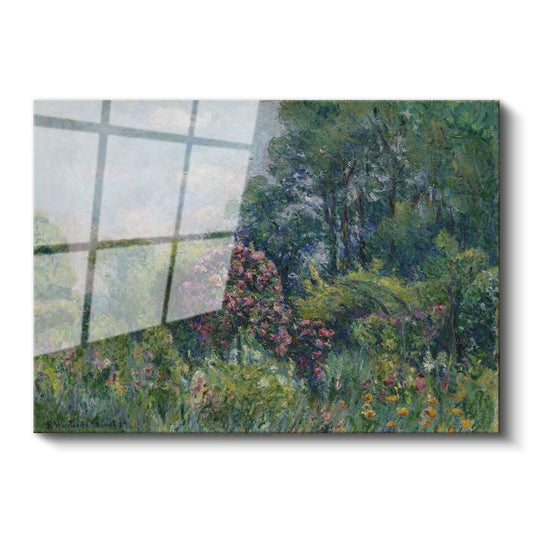 Claude Monet - Bahçe Çiçekleri Cam Tablo
