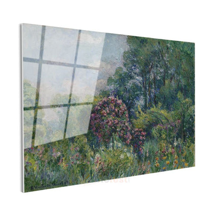 Claude Monet - Bahçe Çiçekleri Cam Tablo