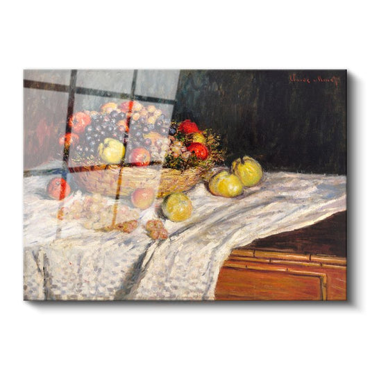 Claude Monet - Meyve Sepeti Natürmort Cam Tablo