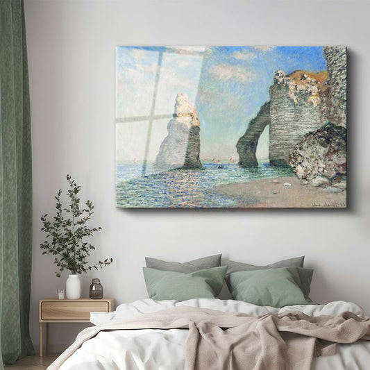Claude Monet - Étretat Kayalıkları Cam Tablo
