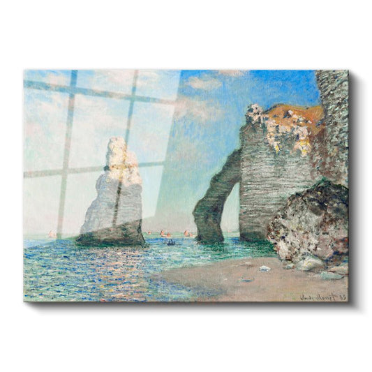 Claude Monet - Étretat Kayalıkları Cam Tablo