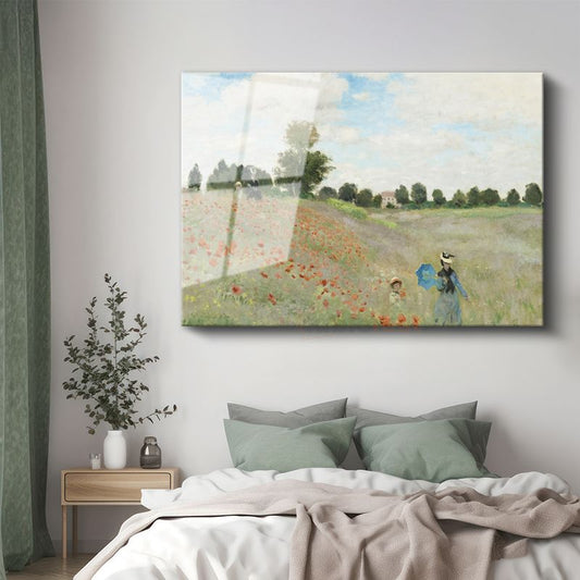 Claude Monet - Gelincik Tarlası Cam Tablo