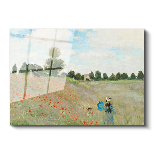 Claude Monet - Gelincik Tarlası Cam Tablo