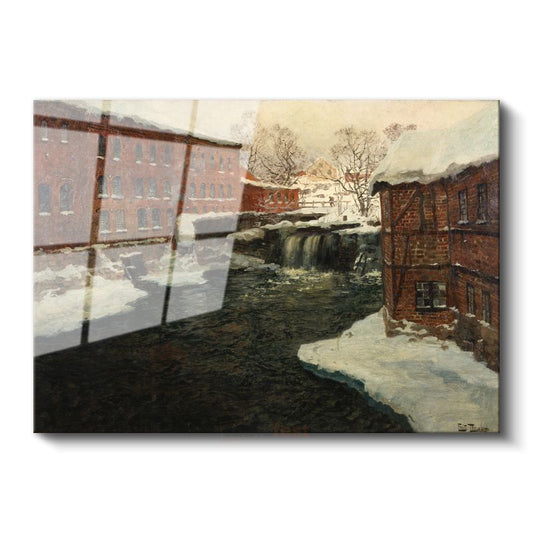 Frits Thaulow - Kış Manzarası Cam Tablo
