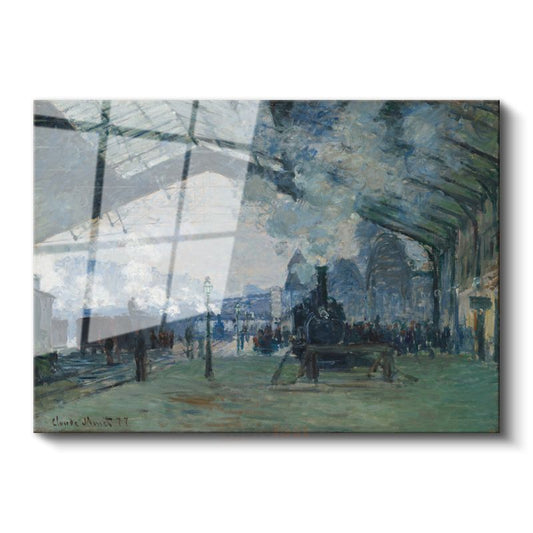 Claude Monet - Saint-Lazare Garı Cam Tablo