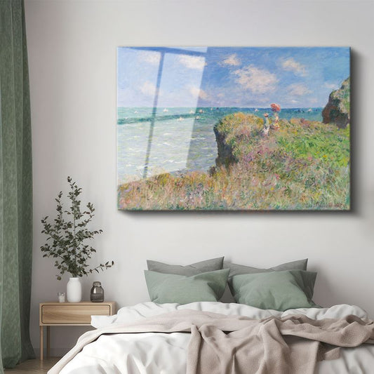 Claude Monet - Pourville Yakınlarında Uçurum Cam Tablo