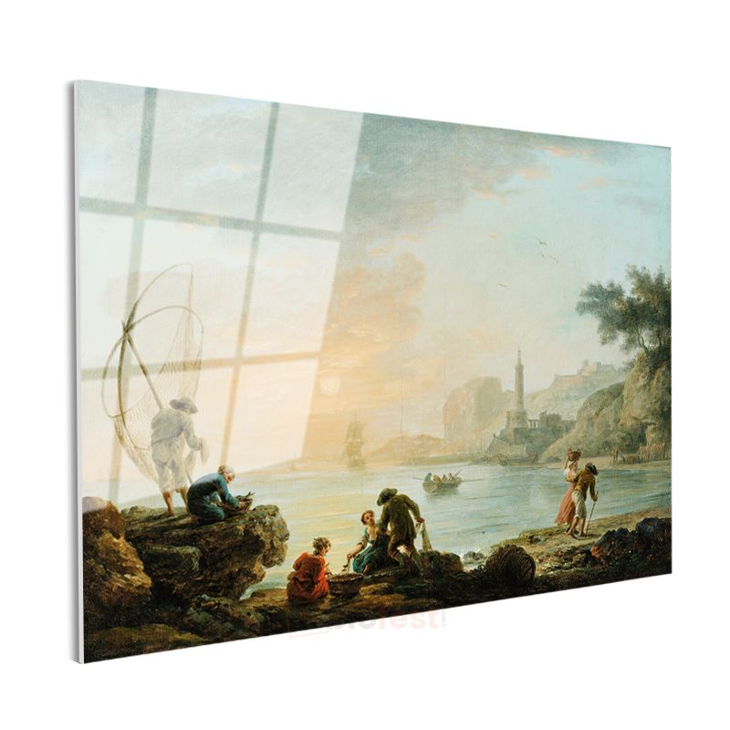Claude-Joseph Vernet - Balıkçılar ve Deniz Feneri Cam Tablo