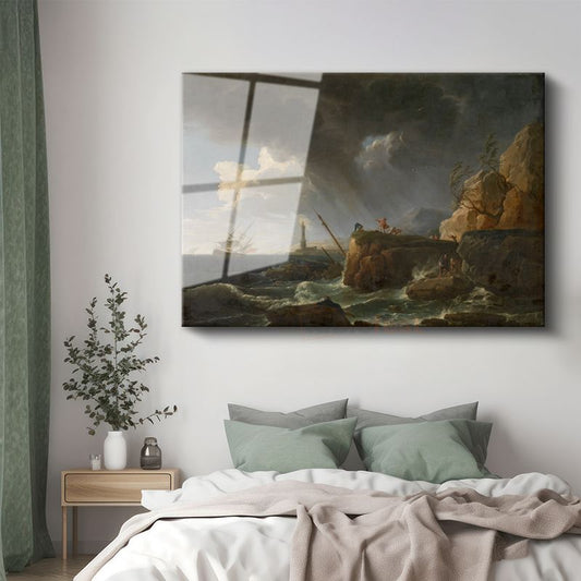 Claude Joseph Vernet - Fırtınalı Deniz Manzarası Cam Tablo