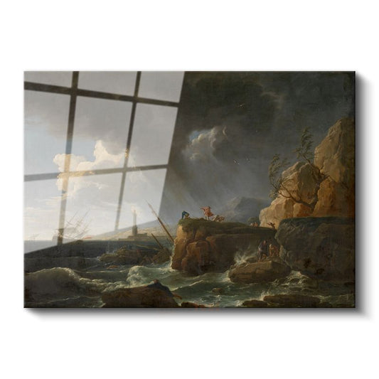 Claude Joseph Vernet - Fırtınalı Deniz Manzarası Cam Tablo