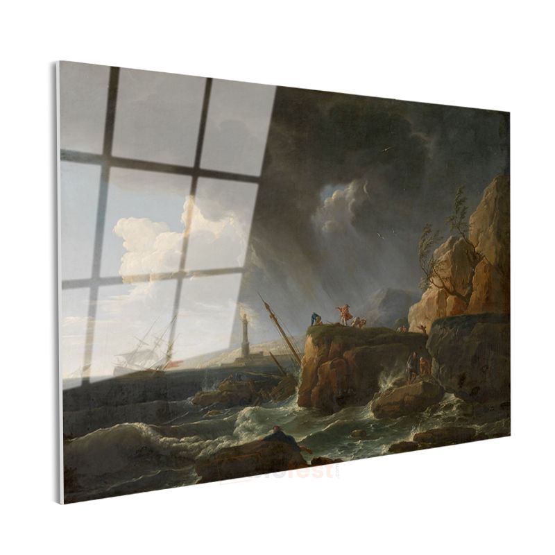 Claude Joseph Vernet - Fırtınalı Deniz Manzarası Cam Tablo
