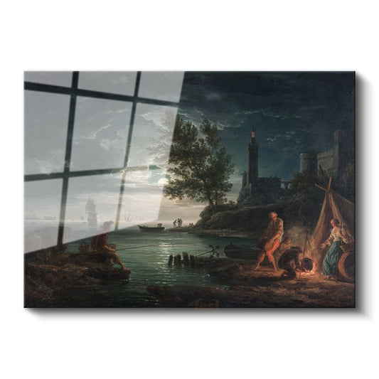 Claude Joseph Vernet - Mehtaplı Kıyı Manzarası Cam Tablo