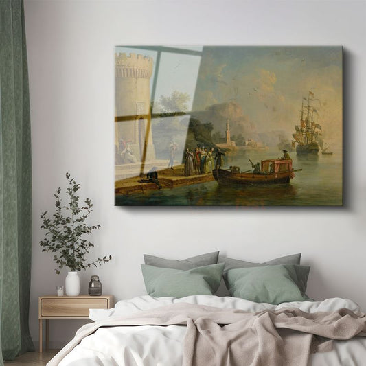 Claude Lorrain - Liman Manzarası Cam Tablo