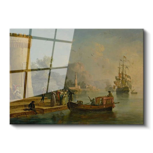 Claude Lorrain - Liman Manzarası Cam Tablo