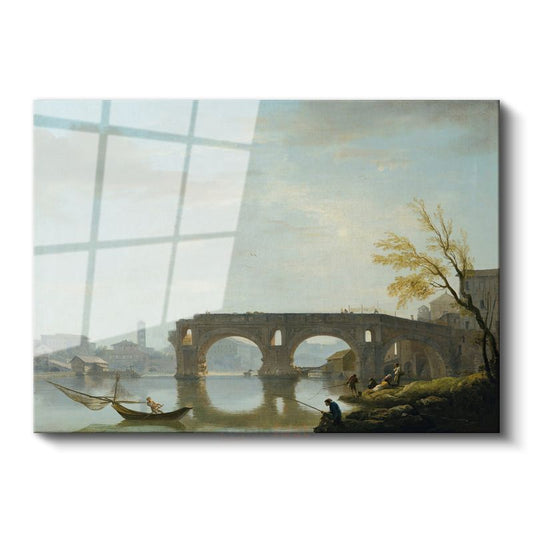 Richard Wilson - Roma Köprüsü Manzarası Cam Tablo
