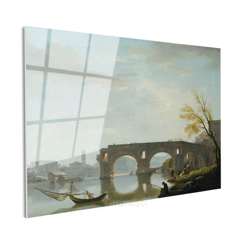 Richard Wilson - Roma Köprüsü Manzarası Cam Tablo