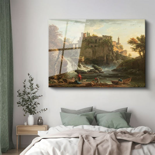 Claude Lorrain - Tivoli Şelalesi Cam Tablo