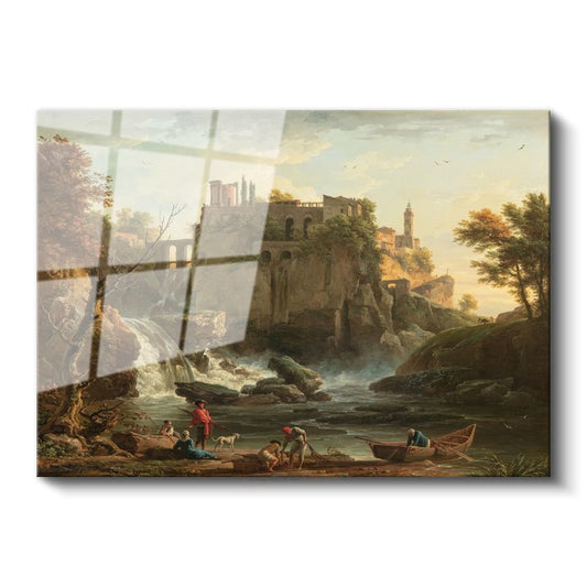 Claude Lorrain - Tivoli Şelalesi Cam Tablo