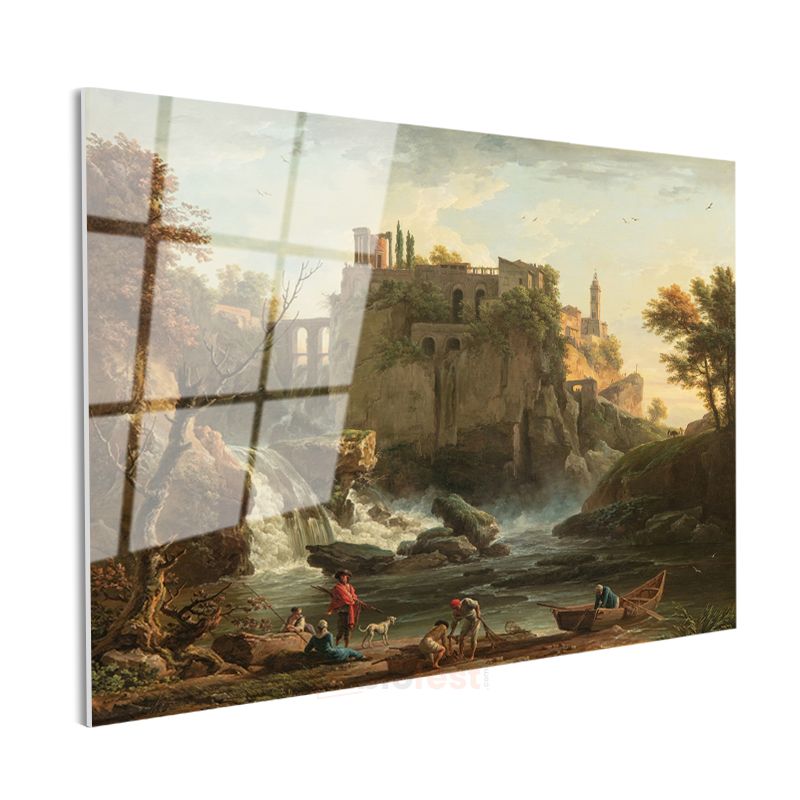 Claude Lorrain - Tivoli Şelalesi Cam Tablo