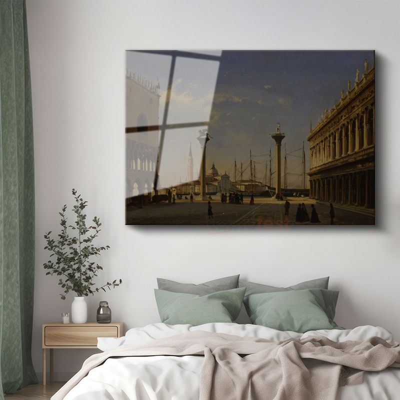 Canaletto - Venedik San Marco Meydanı Cam Tablo