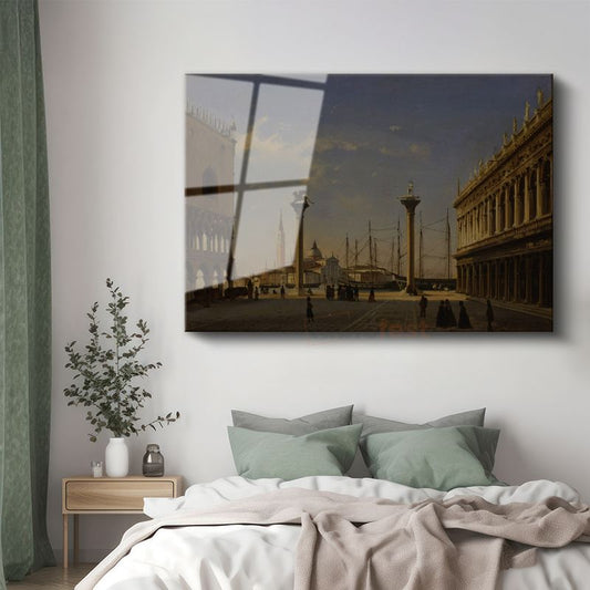 Canaletto - Venedik San Marco Meydanı Cam Tablo