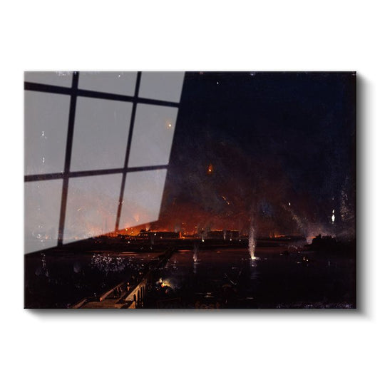 Joseph Mallord William Turner - Gece Yangını Cam Tablo