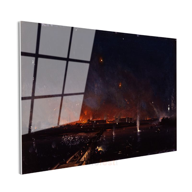 Joseph Mallord William Turner - Gece Yangını Cam Tablo