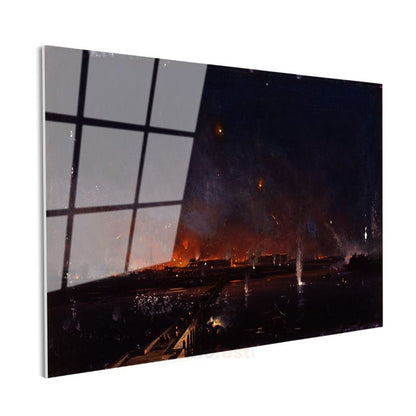 Joseph Mallord William Turner - Gece Yangını Cam Tablo