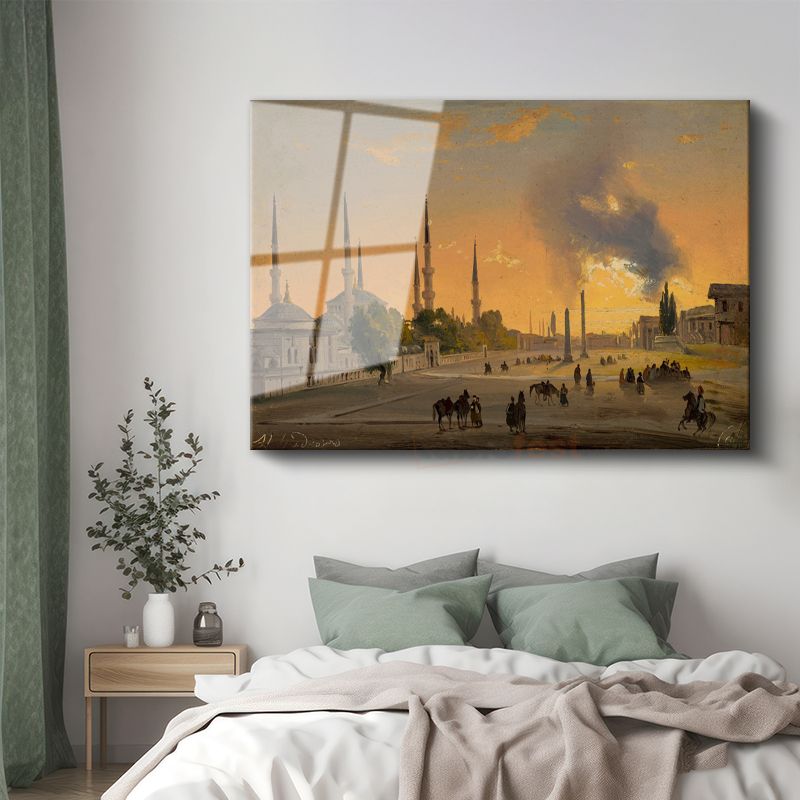 Ivan Aivazovsky - İstanbul'da Günbatımı Cam Tablo