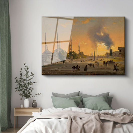 Ivan Aivazovsky - İstanbul'da Günbatımı Cam Tablo