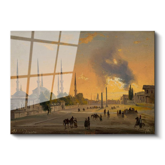 Ivan Aivazovsky - İstanbul'da Günbatımı Cam Tablo